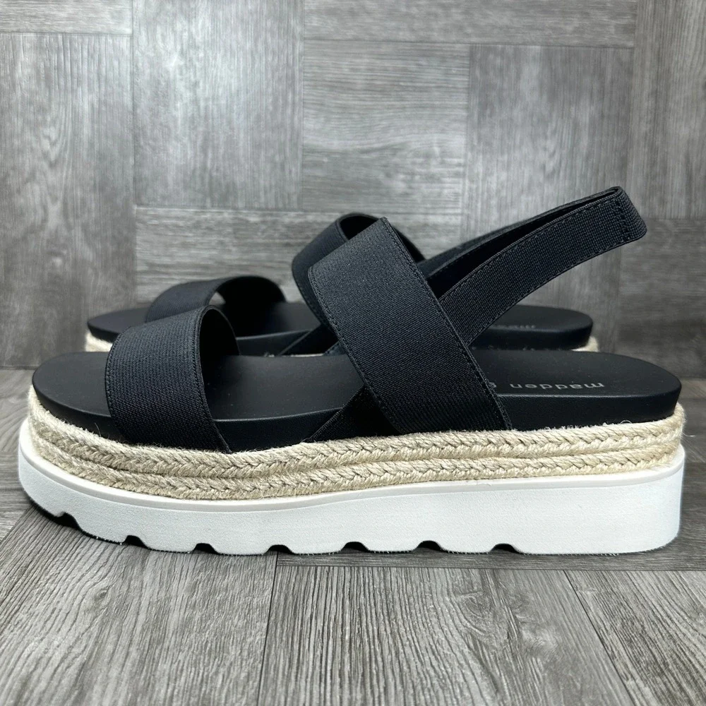 Madden Girl Marccyy Sandals Womens 9.5 Black Platform Espadrille NEW